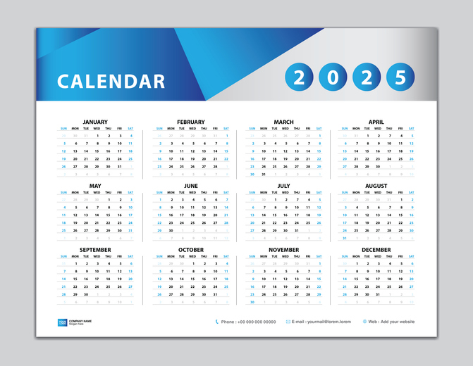 Flat calendar printing for 2025