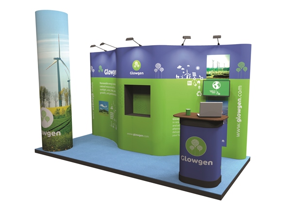 Popup 3x3 exhibition stand with tower