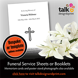 funeral order of service design and printing Basingstoke