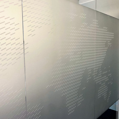 Silver frost privacy film for windows and offices