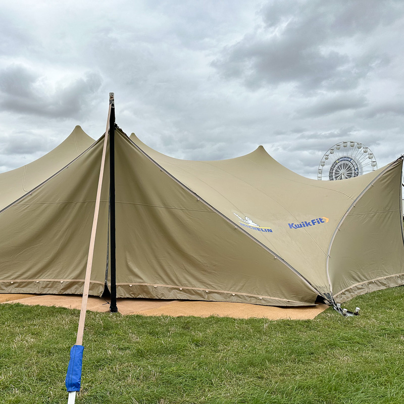 Cut vinyl graphics onto tent