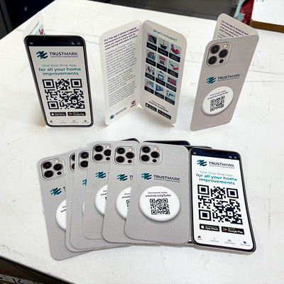 die cut to shape leaflets in phone shape