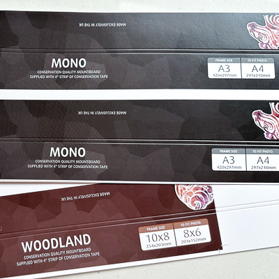 Picture frame mount header printing