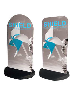 Shield outdoor pavement sign 2 shape profiles