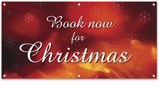 book now for christmas vinyl banner